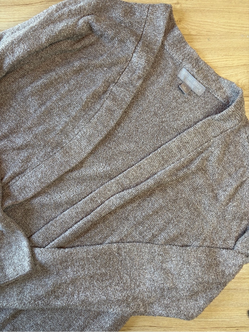 Barefoot Dreams CozyChic Lite Open Front Cardigan Sweater Taupe Brown Small